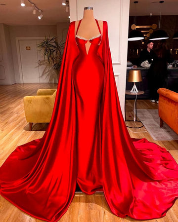 Red Prom/Evening Dress With Cape